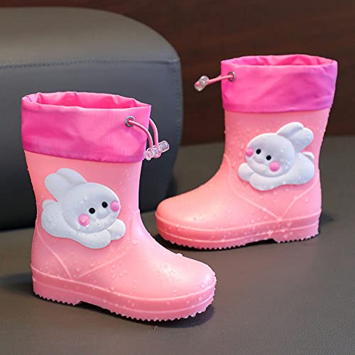 Toddler Bunny Rain Boots for Girls Rubber Boots Waterproof Lightweight Unisex Child Rainboots Mid Calf Faux Suede Boots4