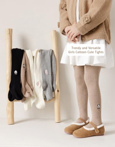 Girls Tights Knit Cotton Plain Animals Letter Embroidery Footed Soft Ribbed Lines Design Cute Socks for Girls 1 Pair3