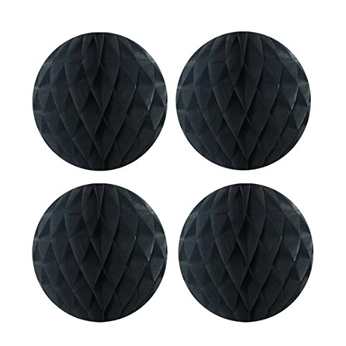 Wrapables 8" Set of 4 Tissue Honeycomb Ball Party Decorations for Weddings, Birthday Parties, Baby Showers, and Nursery Décor, Black