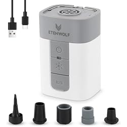 ETENWOLF Air Pump for Inflatables, 10400 mAh Portable Electric Air Pump with Camping Light, 4X Quick Inflator & Deflator, 720 L/min Pump for Pool Floats, Air Mattress, Vacuum Storage Bags