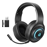QCY Heroad V200 ゲーミングヘッドセット 7.1ch サラウンド 50mmドライバー【USB 2.4GHz/Bluetooth 6.0/有線】3WAY接続 マイク付き ゲーミングヘッドホン 低遅延 軽量 最大220時間再生 RGBライト ゲーム用 ヘッドフォン PC PS4 PS5 Switch スマホ対応 ブラック