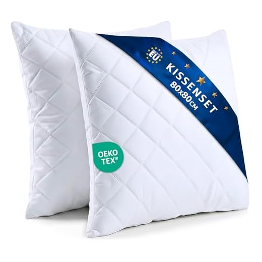 Amazinggirl Kopfkissen 2er Set 80 x 80 cm Steppkissen Mikrofaser - Kissen Bettkissen Schlafkissen weiß Pillow Füllkissen