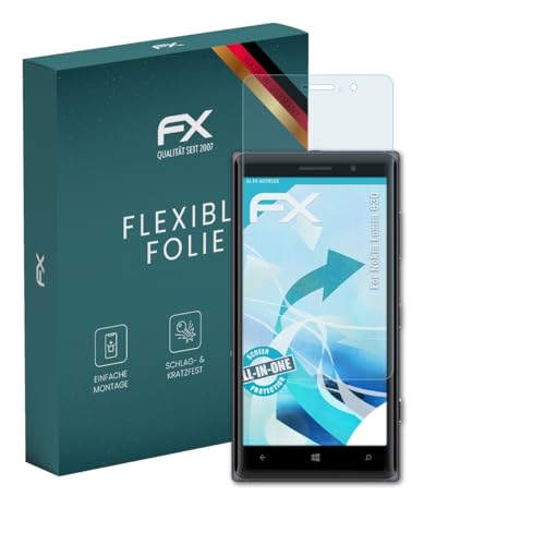 atFoliX Schutzfolie kompatibel mit Nokia Lumia 830 Folie, ultraklare & flexible FX Bildschirmschutzfolie (3X)