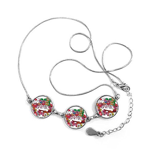 Collier pendentif rond culture japonaise avec carpe temple et chat de la chance