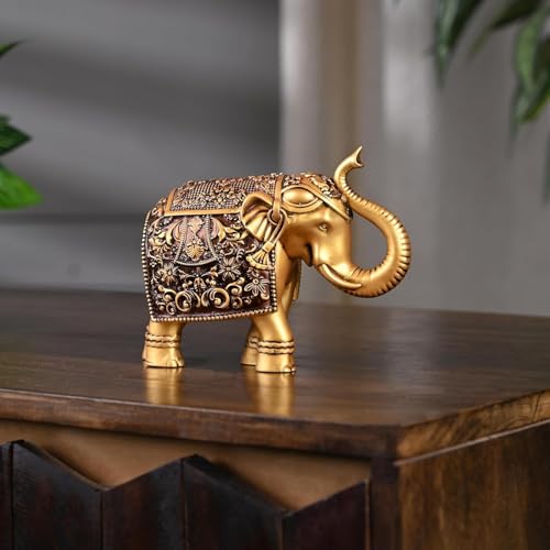 Estatua Elefante Real Dorada Antigua 5 Pulgadas