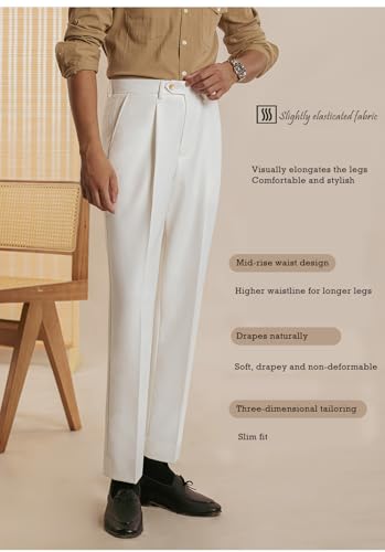 Mens Dress Pants Slim Fit Solid Color Skinny Trousers Classic Business Casual Wedding Suit Pants3
