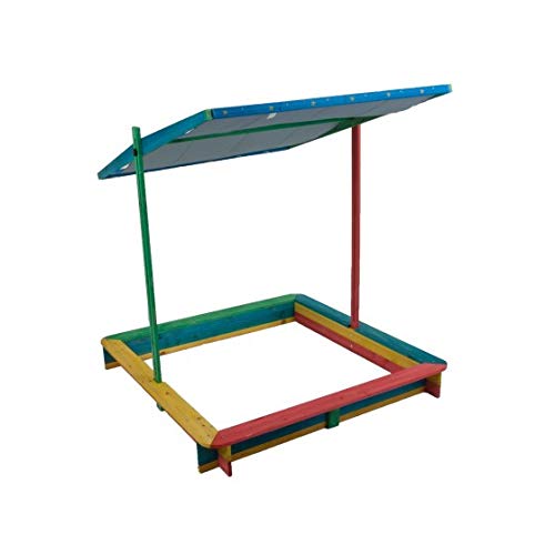 Preisvergleich Produktbild Unbekannt VARILANDO® Sandkasten Benjamin aus Echtholz mit absenkbarem Dach Buddelkasten Buddelkiste Sandkiste