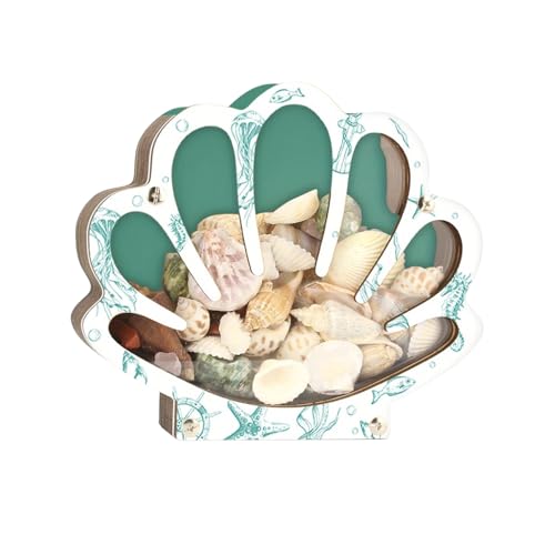 Caja Expositora De Conchas Marinas | Expositor Portátil de Conchas Decorativas,Caja Decorativa de Madera Transparente Portátil para Exhibir y Proteger en Baños, Playa, Salón, Coleccionistas y