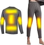 Juego de ropa interior térmica eléctrica para hombres Termo de carga USB Calentador de 3 niveles Adecuado para invierno frío (no banco de energía) (Color: gris, Tamaño: XXL-XXL)