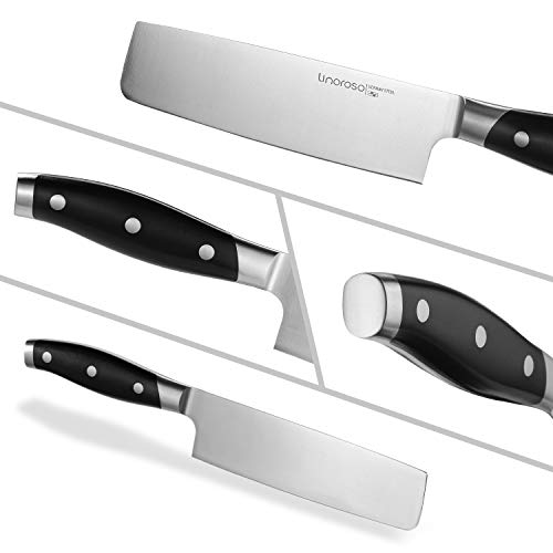 Linoroso Nakiri Knife 7 Inch Japanese Chef Knife, Asian Vegetable Cleaver Kitchen Knife, German High Carbon Stainless Steel Usuba Knife With Full Tang Ergonomic Handle For Home Kitchen And Restaurant #TOP5