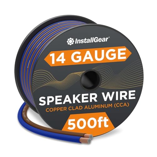 InstallGear 14 Gauge Speaker Wire Cable (500ft), 14 AWG Speaker Wire Cable, True Spec Soft Touch Cables - Use for Car Speakers Stereos, Home Theater Speakers, Surround Sound, Radio Wiring