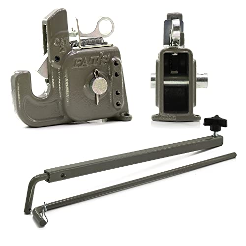 Pat's Easy Change (Cat#2 Gray) W/Stabilizer Bar - Best Quick Hitch System On The Market – Flexible, Durable, And Affordable - Comes W/ 4 Pair Of Lynch Pin Washers #TOP3