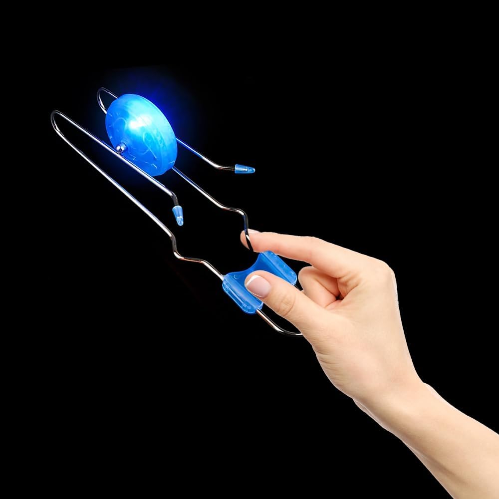 The Dreidel Company Light-Up Gyro Wheel, Yo-Yo Like Rail Twister with Sensory Spinning and Lighting Effects, Stocking Stuffers for Kids 8.5" Inches (4-Pack (Assorted))