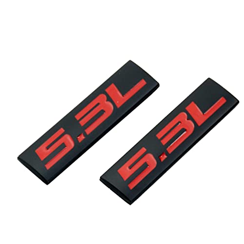 Image of 2X 5.3L Engine Alloy Auto Trunk Door Fender Bumper Badge Decal Emblem Self-Adhesive Tape Sticker (Black Red)