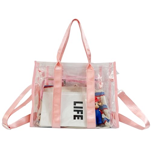 Clear Tote Bags Stadium Approved, Heavy Duty Travel Bags, Large Sports Shoulder Pack for Work,Competition