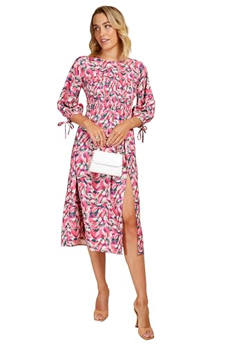 Little Mistress Shirred Midaxi Vestito, Floral Print, 44 Donna