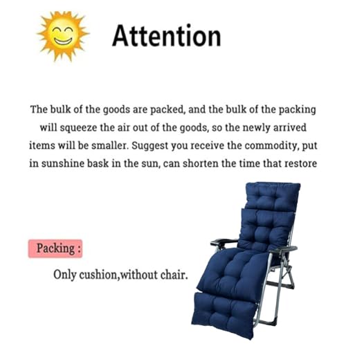 Srutirbo Chaise Lounge Chair Cushions Long Bench Cushion for Outdoor Furniture, All Weather Replacement Indoor Outdoor Padded Recliner Chair Cushion with Non-Slip Back Elastic Sleeve (Navy Blue) - Thumbnail 5
