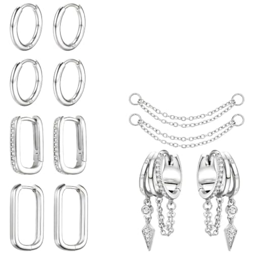 SLLAISS 5 Paires Piercing Acier Chirurgical Oreille Boucles d’Oreilles