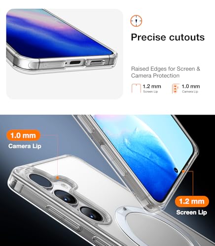 Image of TORRAS 360 Spin for Samsung Galaxy S25 Case with Stand, Fit for MagSafe, 3X Military Grade Protective, Rotatable Kickstand for Samsung S25 Case, Magnetic Ring Slim Hard Cover, Crystal Clear 6.2''