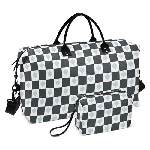 senya Weekender Bags Travel Duffel Gym Bag Checkerboard Pattern 1 Carry on Overnight Tote Bag with Toiletry Bag for Airplane Travel Trip Gym Yoga, g366814912p1006c1071s2442
