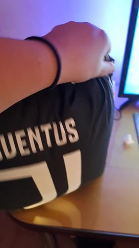 Coussin Juventus FC 40x40 Cm Licence Officielle - Nouveau Logo JJ, Blanc Noir