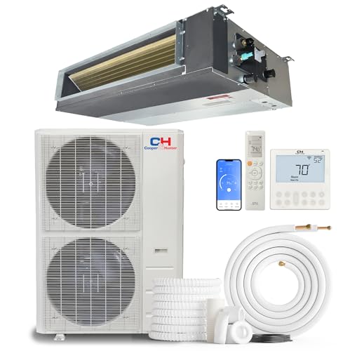 Cooper & Hunter 60,000 BTU Concealed Ducted Mini Split Air Conditioner & Heat Pump – 25FT Installation Kit – 17 SEER2 – Inverter