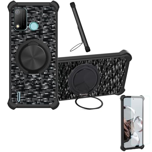 �Ή� Lanix X770 �P�[�X Phone Case [1�� 9H+�d�x���� �K���X�t�B����][360°��]���X�^���h�A�}�O�l�b�g��]CX-11-HEI
