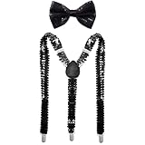 Man of Men - Bowtie & Suspender Set - Black Sequin