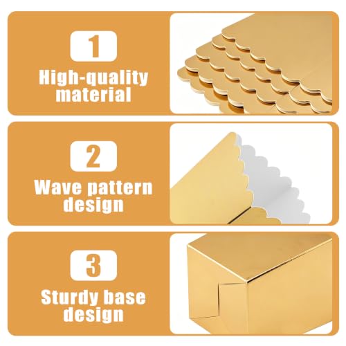 Image of 50 Pcs Popcorn Boxes Mini Paper Popcorn Box Cardboard Popcorn Container for Party Disposable Snack Candy Popcorn Bags Popcorn Holder for Movie Nights Birthday Wedding (Gold)