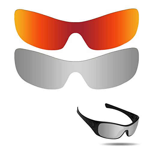 Verres polarisés anti-salée pour Oakley Antix Fiskr Fire Red Metallic Silver