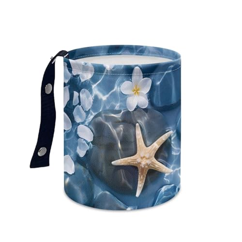 Image of Sea Beach Starfish Car Trash Bag Car Trash Can with Adjustable Buttons Collapsible Multipurpose Car Storage Bag Road Trip Essentials