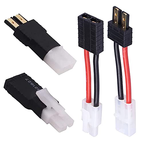 JIECHUN RC Battery Charger Adapter Compatible with Traxxas Connector to Tamiya Male Female, Charging or Converting Battery Plugs (4-Pack)