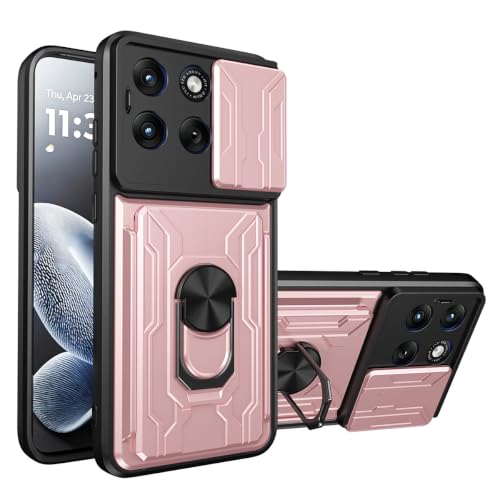 �X�}�z�P�[�X �Ή��@�� for Motorola Edge 70 Fusion/Edge 70 Fusion Plus �J�[�h�X���b�g�X���C�h�� �v�b�V���� �J�����ی�@�\�t�� �ԍڗp �}�O�l�b�g�� �L�b�N�X�^���h �ϏՌ� 2-in-1 Pink