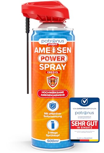 Patronus Ameisen Power Spray CEG 3 CL [500ml] - Ameisenspray mit effektiver Sofortwirkung für Innen & Außen - Abwehr-Mittel gegen Ameisen - hochwirksam (PT19)