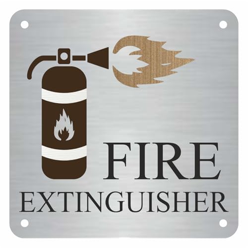 Image of Fire Extingusher Sign, 8x8 Inch, Durable Steel, Dual Mount