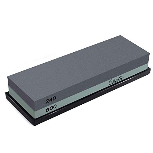 BearMoo Premium Whetstone 2-IN-1 Sharpening Stone 240/800 Grit Waterstone Kit - Knife Sharpener Stone Safe Honing Holder Silicone Base Included, Polishing Tool for Pocket Knives,Blades