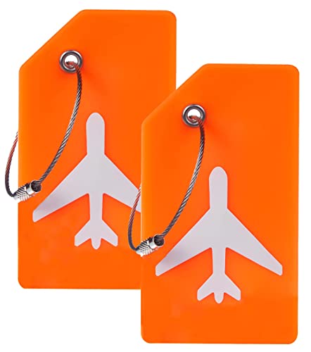 2 Pack Silicone Luggage Tag Baggage Handbag School Bag Suitcase Instrument Tag Label By Gostwo（Orange） #TOP4