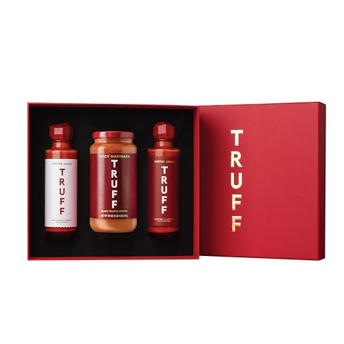 Image of TRUFF Spicy Lovers Pack - TRUFF Hotter Sauce, TRUFF White Hotter Sauce, and TRUFF Black Truffle Arrabbiata Pasta Sauce - Spicy Truffle Hot Sauce Gift Pack of 3 bottles