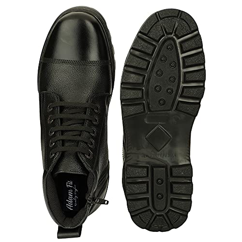 Image of Men's Side Zip Ankle Leather Boots for Police, Commando