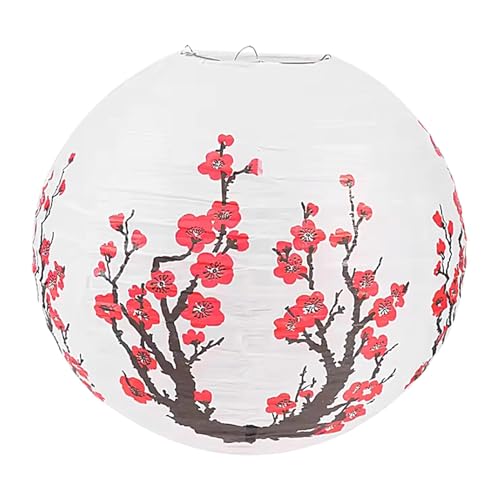 Lanterne en papier ronde en s, lanterne en papier chinoise,Ornement de lanterne en papier de prunier | Lanterne en papier pour parc, balcon, décoration saisonnière d'art oriental, mariage, anniversair