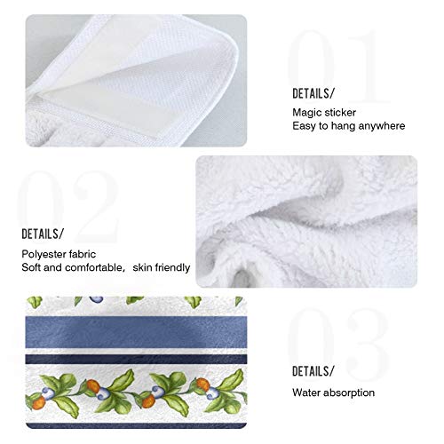 Blue Lemons Kitchen Hanging Hand Towels,Flowers Fruit Absorbent Tie Towel With Loop 2 Pcs Kitchen Linen Sets For Bathroom Restroom Home Fall Decor #TOP4