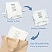 LunaBeam Metal Desk Book Stand for Reading with Adjustable Clips, Hands-Free Foldable Book Holder for Kids, Portable Document Stand for Desk, Display Stand for Recipes, Cookbooks, Tablets - White