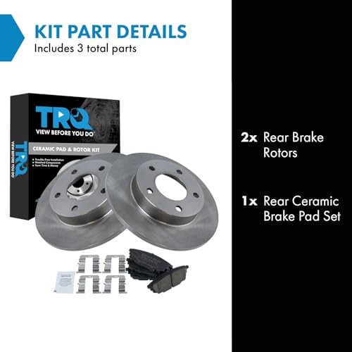 Image of TRQ Rear Ceramic Brake Pad and Rotor Set | For 01 Mazda Protege L4 2.0L 02-03 Mazda Protege 02-03 Protege5