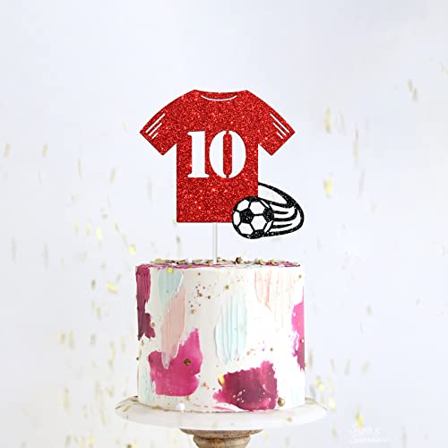 Dalaber Soccer 10 Cake Topper, Kids Boys Girls 10Th Birthday Party Decoration, Soccer Shirt Numble 10 Sign Cake Decor, Soccer Player Birthday Sports Theme Party Anniversary Party Supplies #TOP3