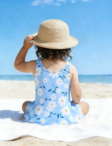 Image of oklady Toddler Swimsuit Girls One Piece Ruffled Girls Bathing Suit Bow Strap Swimwear Size 12M-4T
