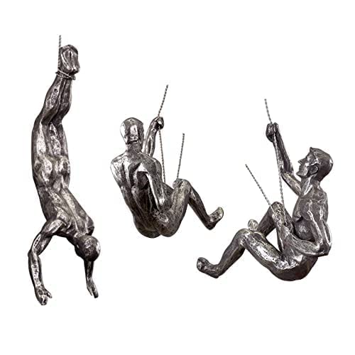 Escultura de pared hombre trepador, escultura de pared hombre 3 piezas, escultura de pared arte