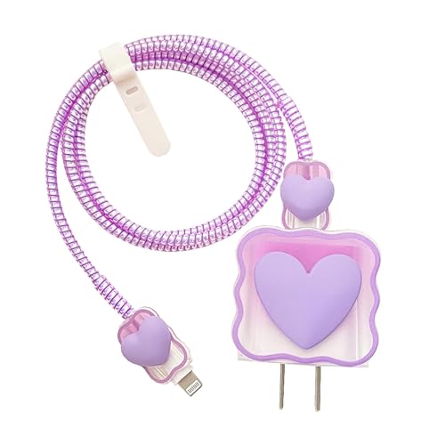 Image of Like Star Charger Protection Cover 4 in 1, Compatible for iPhone Charger only 18W & 20W, Spiral Cable Protector for Charging Cable, Charger Protector with 3D Design
