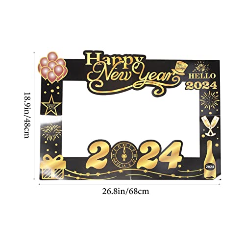 Holidyoyo 1 Set Of New Year Photo Booth Frame 2024 Photo Booth Props 2024 Selfie Picture Frame Happy New Year Decorations New Years Eve Party Supplies #TOP1