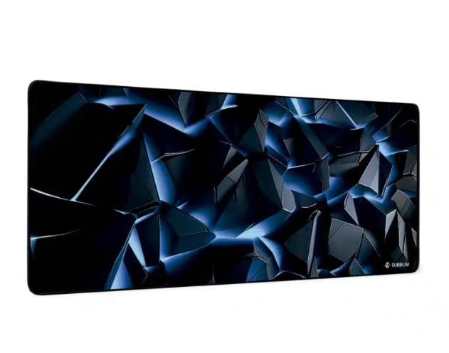 SUBBLIM Blue Obsidian XL Mouse Pad 900×400×3 mm – Alfombrilla Gaming XXL con Base de Goma Antideslizante, Bordes Cosidos, Superficie Micro-Texturizada HD, Impermeable y Lavable para Teclado y Ratón.