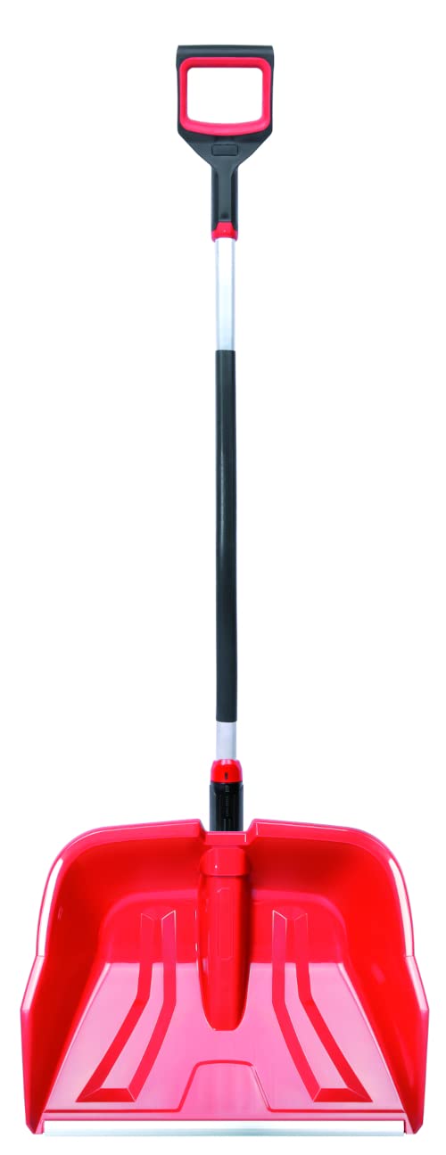 Lot de 2 pelles à neige ergonomiques - Pour petites et grandes quantités de neige - Lame en plastique, bord en aluminium, manche en aluminium avec zone de préhension séparée.